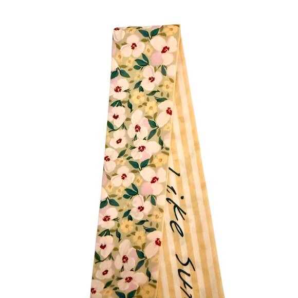 Slim Scarf Yellow Floral 34in Two Sided Cottagecore Quiet Luxury No65 - Picture 9 of 14